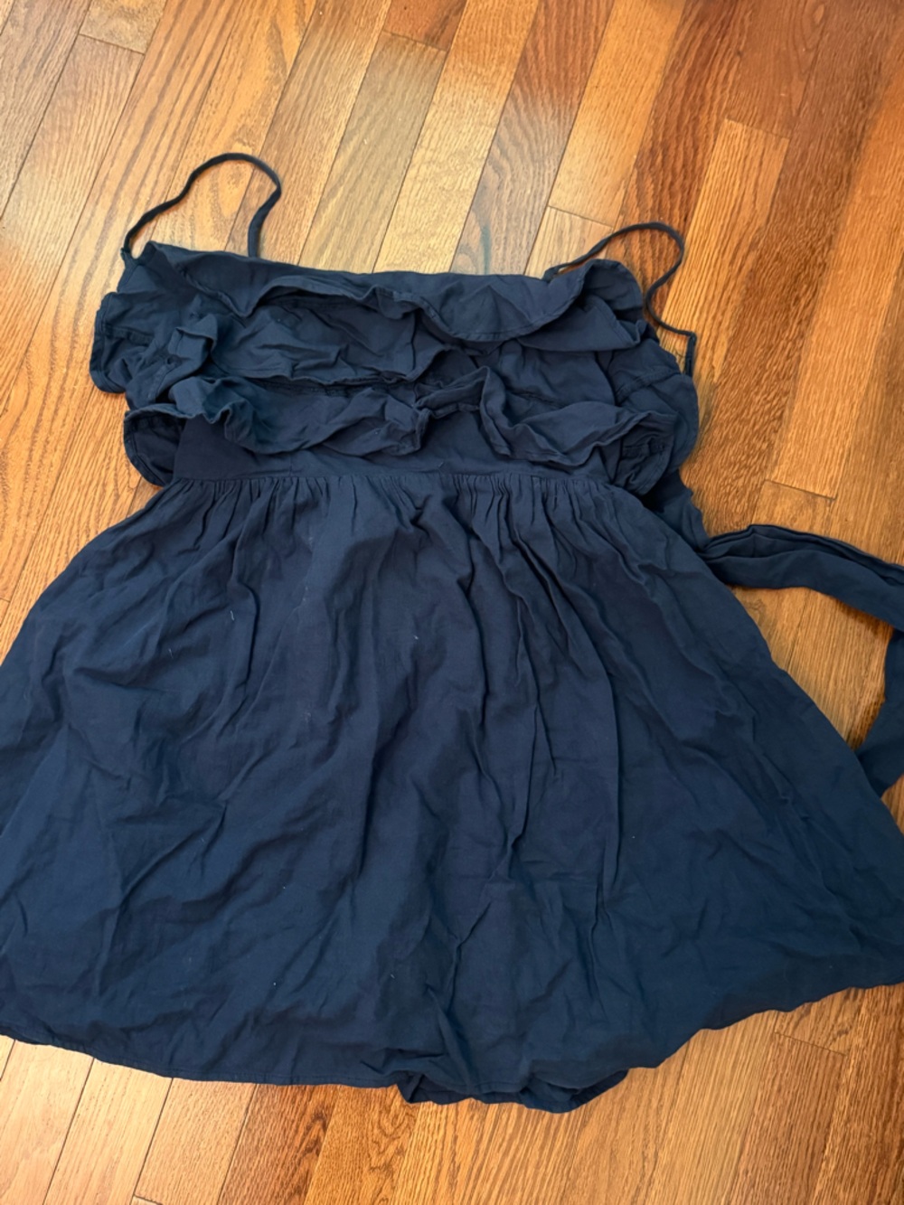 Navy Ruffled Strap Sundress
